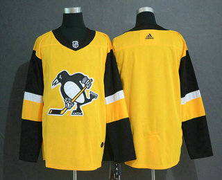 Men's Pittsburgh Penguins Blank Yellow Alternate Adidas Stitched NHL Jersey