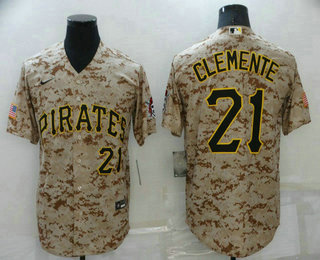 Men's Pittsburgh Pirates #21 Roberto Clemente Camo Stitched Cool Base Nike Jersey