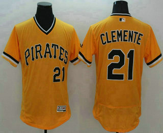 Men's Pittsburgh Pirates #21 Roberto Clemente Gold Cooperstown Flexbase 2016 MLB Player Jersey