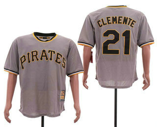 Men's Pittsburgh Pirates #21 Roberto Clemente Gray Pullover Stitched MLB Cooperstown Collection Jersey