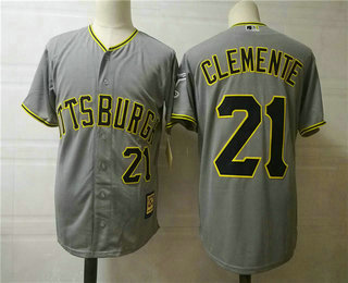 Men's Pittsburgh Pirates #21 Roberto Clemente Gray Throwback Stitched MLB Mitchell & Ness Jersey