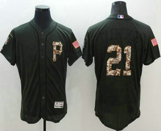 Men's Pittsburgh Pirates #21 Roberto Clemente Green Salute to Service 2016 Flexbase Majestic Baseball Jersey