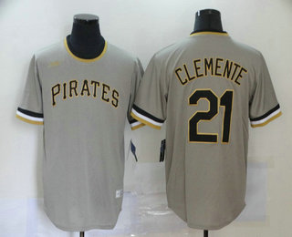 Men's Pittsburgh Pirates #21 Roberto Clemente Grey Pullover Cooperstown Collection Stitched MLB Nike Jersey