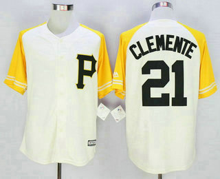 Men's Pittsburgh Pirates #21 Roberto Clemente Retired Cream 2015 MLB Cool Base Jersey