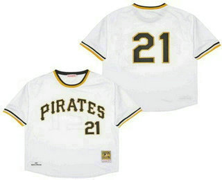 Men's Pittsburgh Pirates #21 Roberto Clemente White 1971 Throwback Jersey