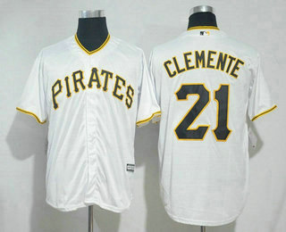 Men's Pittsburgh Pirates #21 Roberto Clemente White Home Stitched MLB Majestic Cool Base Jersey