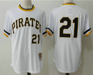 Men's Pittsburgh Pirates #21 Roberto Clemente White Pullover 1971 Throwback Cooperstown Collection Stitched MLB Mitchell & Ness Jersey