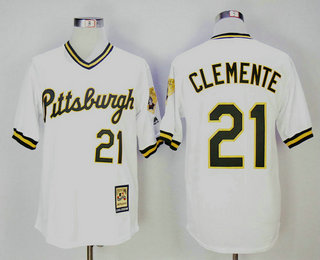 Men's Pittsburgh Pirates #21 Roberto Clemente White Pullover 1986 Throwback Stitched MLB Mitchell & Ness Jersey