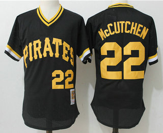 Men's Pittsburgh Pirates #22 Andrew McCutchen Black Pullover Cooperstown Collection Stitched MLB Jersey by Mitchell & Ness