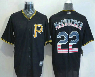 Men's Pittsburgh Pirates #22 Andrew McCutchen Black USA Flag Fashion MLB Baseball Jersey