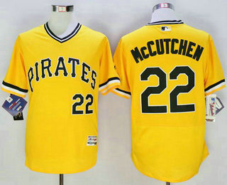 Men's Pittsburgh Pirates #22 Andrew McCutchen Gold Cooperstown Flexbase 2016 MLB Player Jersey