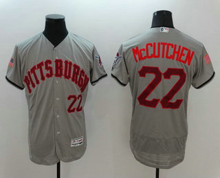 Men's Pittsburgh Pirates #22 Andrew McCutchen Gray Fashion Stars & Stripes 2016 Flexbase MLB Independence Day Jersey