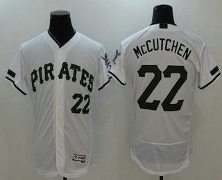 Men's Pittsburgh Pirates #22 Andrew McCutchen White with Green Memorial Day Stitched MLB Majestic Flex Base Jersey