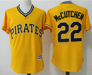 Men's Pittsburgh Pirates #22 Andrew McCutchen Yellow Stitched MLB Majestic Cool Base Jersey