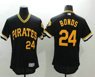 Men's Pittsburgh Pirates #24 Barry Bonds Black Pullover Flexbase 2016 MLB Player Jersey