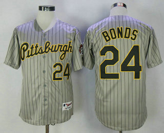 Men's Pittsburgh Pirates #24 Barry Bonds Gray 1997 Throwback Turn Back The Clock MLB Majestic Collection Jersey