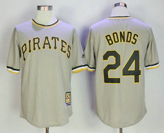 Men's Pittsburgh Pirates #24 Barry Bonds Gray Pullover Stitched MLB Majestic Cooperstown Collection Jersey