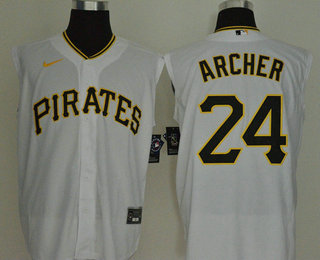 Men's Pittsburgh Pirates #24 Chris Archer White 2020 Cool and Refreshing Sleeveless Fan Stitched MLB Nike Jersey