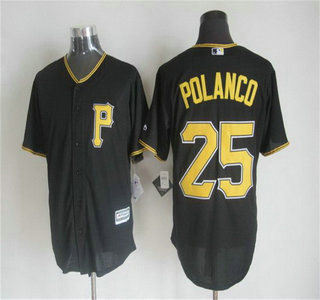 Men's Pittsburgh Pirates #25 Gregory Polanco Alternate Black 2015 MLB Cool Base Jersey