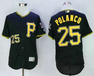 Men's Pittsburgh Pirates #25 Gregory Polanco Black 2016 Flexbase Majestic Baseball Jersey