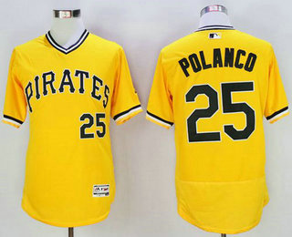 Men's Pittsburgh Pirates #25 Gregory Polanco Gold Pullover 2016 Flexbase Majestic Baseball Jersey