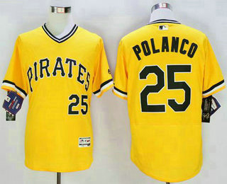 Men's Pittsburgh Pirates #25 Gregory Polanco Gold Pullover Flexbase 2016 MLB Player Jersey