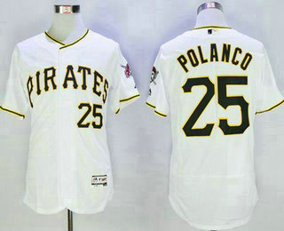 Men's Pittsburgh Pirates #25 Gregory Polanco White Home 2016 Flexbase Majestic Baseball Jersey