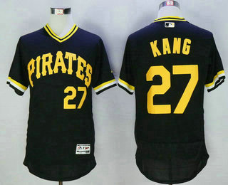 Men's Pittsburgh Pirates #27 Jung-ho Kang Black Pullover 2016 Flexbase Majestic Baseball Jersey