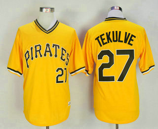 Men's Pittsburgh Pirates #27 Kent Tekulve 1979 Yellow Mitchell & Ness Throwback Jersey