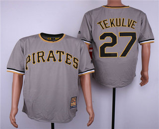 Men's Pittsburgh Pirates #27 Kent Tekulve Gray Pullover Stitched MLB Cooperstown Collection Jersey