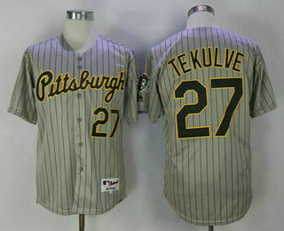 Men's Pittsburgh Pirates #27 Kent Tekulve Grey Strip 1997 Turn Back The Clock Stitched MLB Jersey