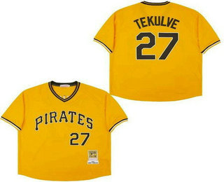 Men's Pittsburgh Pirates #27 Kent Tekulve Yellow 1979 Throwback Jersey