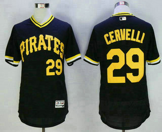 Men's Pittsburgh Pirates #29 Francisco Cervelli Black Pullover 2016 Flexbase Majestic Baseball Jersey