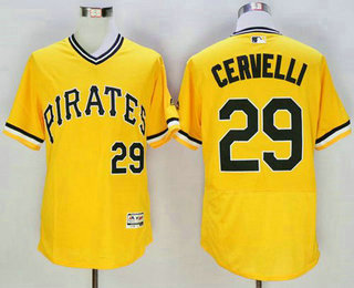 Men's Pittsburgh Pirates #29 Francisco Cervelli Gold Cooperstown Flexbase 2016 MLB Player Jersey