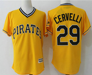 Men's Pittsburgh Pirates #29 Francisco Cervelli Yellow Stitched MLB Majestic Cool Base Jersey