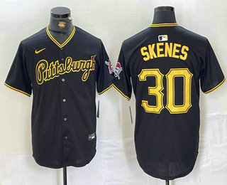 Men's Pittsburgh Pirates #30 Paul Skenes Black 2024 Limited Stitched Baseball Jersey