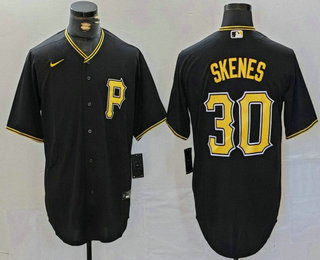 Men's Pittsburgh Pirates #30 Paul Skenes Black Stitched MLB Cool Base Nike Jersey