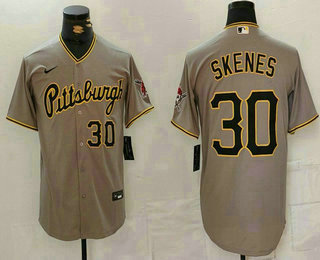 Men's Pittsburgh Pirates #30 Paul Skenes Number Grey Stitched Jersey