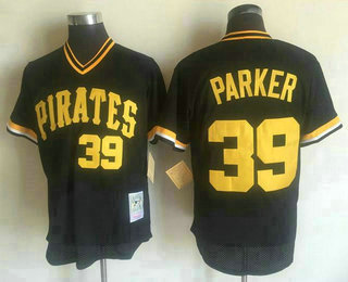 Men's Pittsburgh Pirates #39 Dave Parker Black Mesh Batting Practice Throwback Jersey By Mitchell & Ness