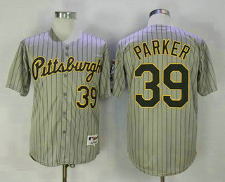 Men's Pittsburgh Pirates #39 Dave Parker Gray Pinstripe 1997 Throwback Turn Back The Clock MLB Majestic Collection Jersey