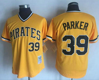 Men's Pittsburgh Pirates #39 Dave Parker Stitched Yellow Mitchell And Ness Throwback MLB Jersey