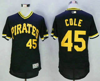 Men's Pittsburgh Pirates #45 Gerrit Cole Black 2016 Flexbase Majestic Baseball Jersey