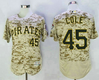 Men's Pittsburgh Pirates #45 Gerrit Cole Camo Collection 2016 Flexbase Majestic Baseball Jersey