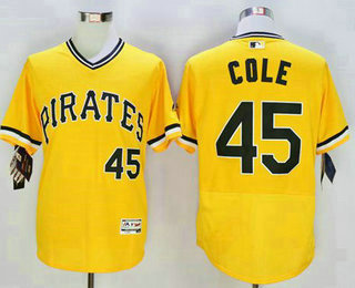 Men's Pittsburgh Pirates #45 Gerrit Cole Gold Pullover Flexbase 2016 MLB Player Jersey