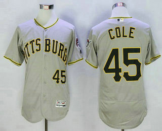 Men's Pittsburgh Pirates #45 Gerrit Cole Gray 2016 Flexbase Majestic Baseball Jersey