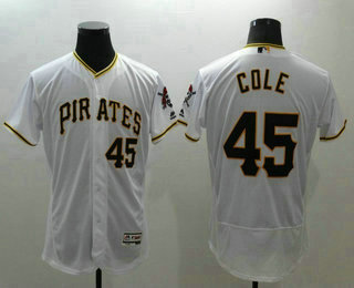 Men's Pittsburgh Pirates #45 Gerrit Cole White Flexbase 2016 MLB Player Jersey