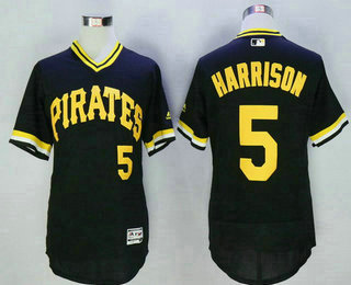 Men's Pittsburgh Pirates #5 Josh Harrison Black Pullover 2016 Flexbase Majestic Baseball Jersey