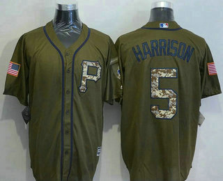 Men's Pittsburgh Pirates #5 Josh Harrison Green Salute to Service Cool Base Baseball Jersey