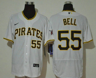 Men's Pittsburgh Pirates #55 Josh Bell White Stitched MLB Flex Base Nike Jersey