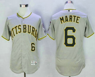 Men's Pittsburgh Pirates #6 Starling Marte Gray Road 2016 Flexbase Majestic Baseball Jersey